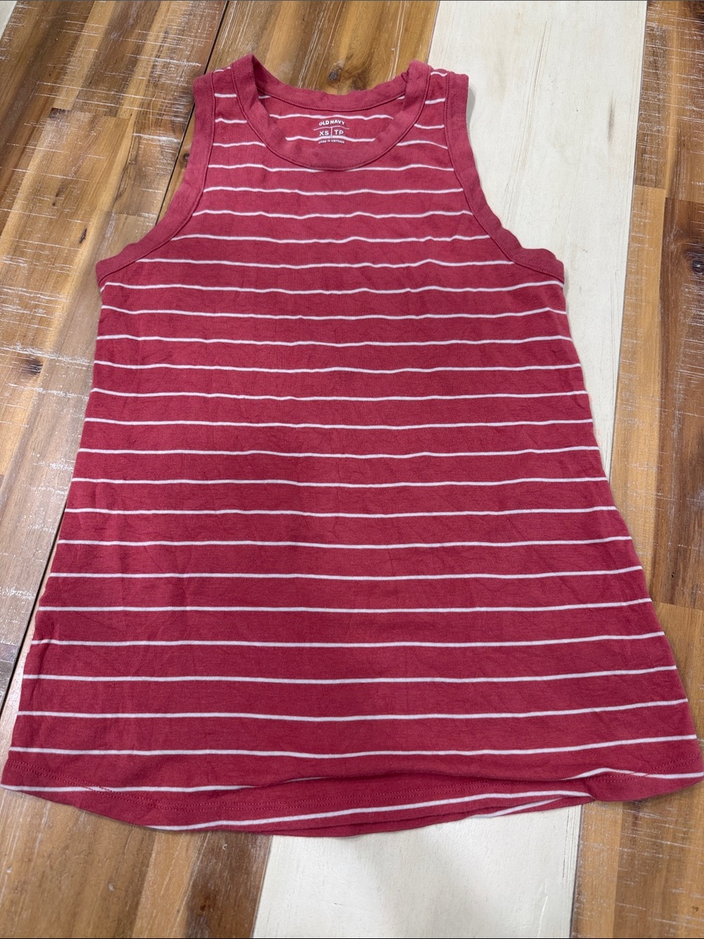 Old Navy Raspberry Red & White Striped Tank Top